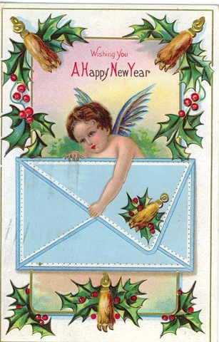 free-vintage-new-year-cards-angel-with-envelope-and-holly